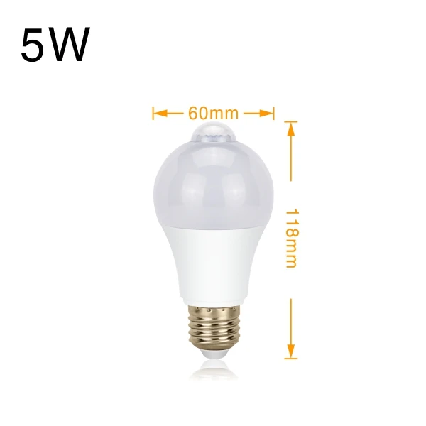 5W Cold White Светодиодный PIR лампочка датчика движения 5 Вт 7 Вт 9 Вт 12 Вт AC 85-265 в E27 светодиодная Индукционная лампа для светодиодный аварийного дома лестницы Bombillas холодный белый - Цвет: 5W Cold White