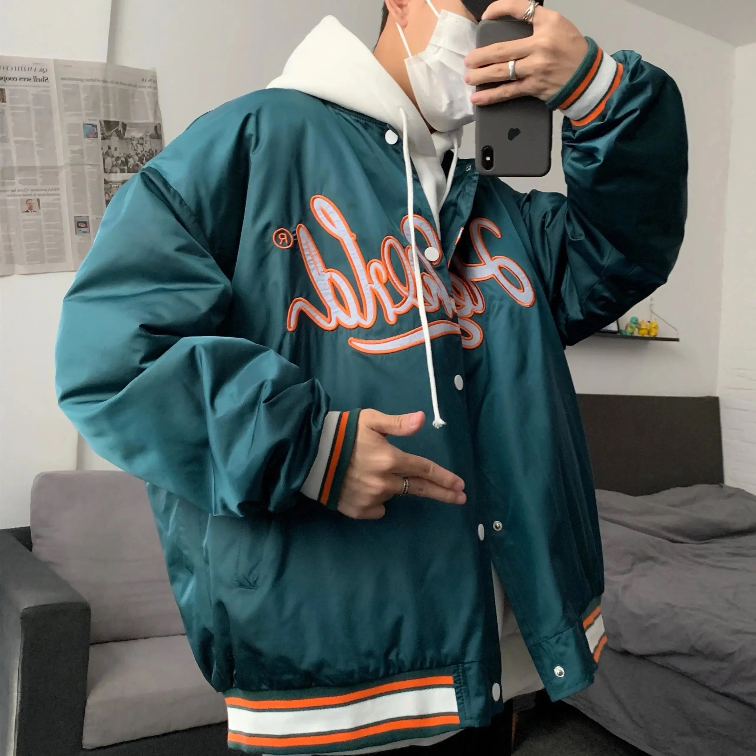 

2021 jacket women and men Spring cool baseball uniform Western Preppy style stand-up collar coat loose motorcycle jacket pilot