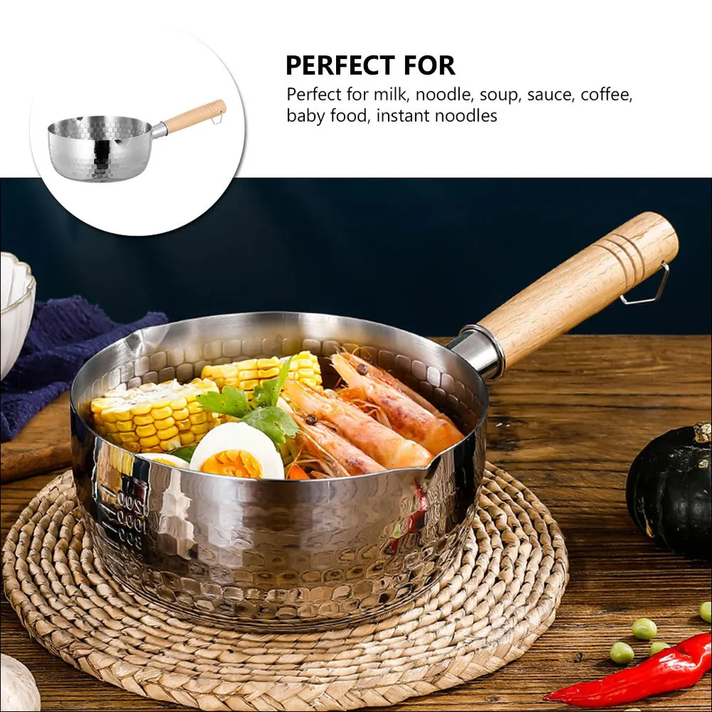 

1Pc Stainless Steel Noodle Pot Wood Handle Instant Noodle Soup Baby Food Pot