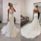 Женское свадебное платье-Русалка It's yiiya, белое кружевное платье на тонких бретельках с открытой спиной и шлейфом на лето 2022