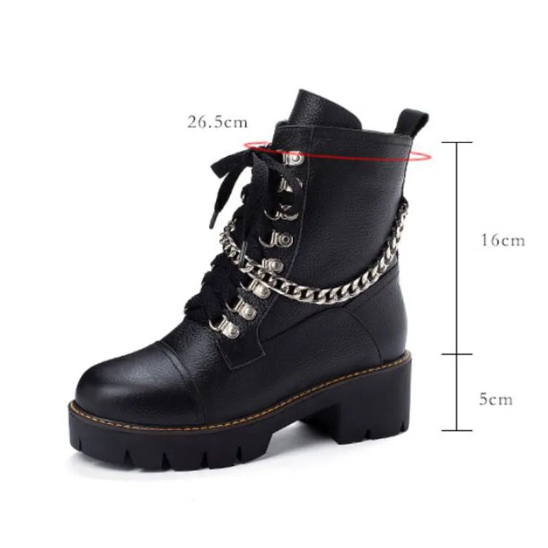 Ботильоны женские зимние из натуральной кожи на платформе с круглым носком