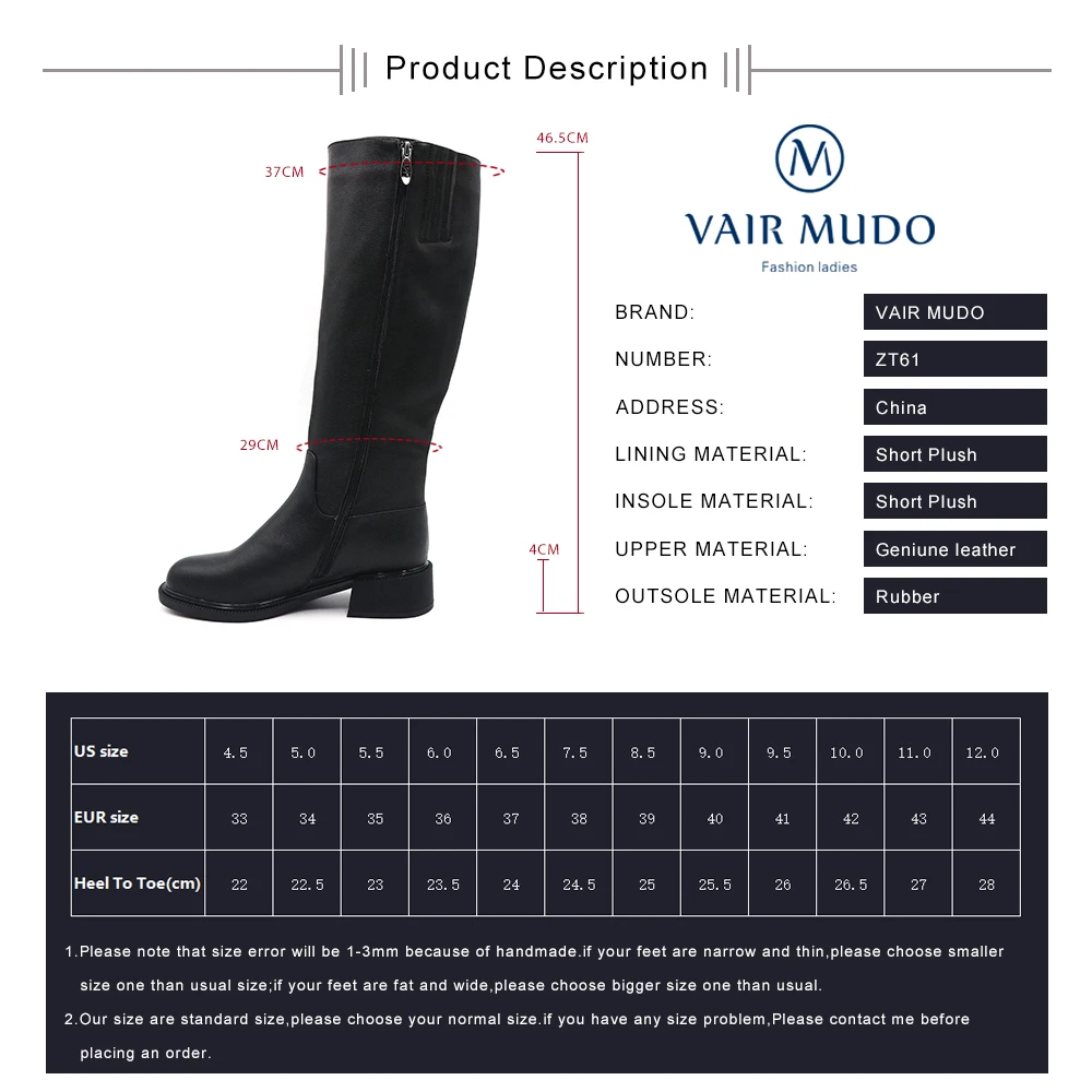 

VAIR MUDO Boots 2020 New Brand Adult Shoes Women Genuine Leather Motorcycle boots Winter Keep Warm Fashion Boots Genuine ZT61