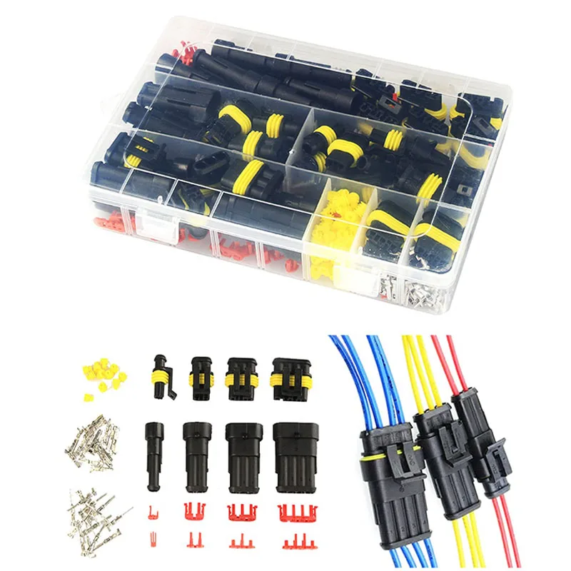 

708pcs Car Plug HID Waterproof Connector 1/2/3/4 Pin 26 Sets Electrical Wire Terminals Truck Harness 300V 12A Kit