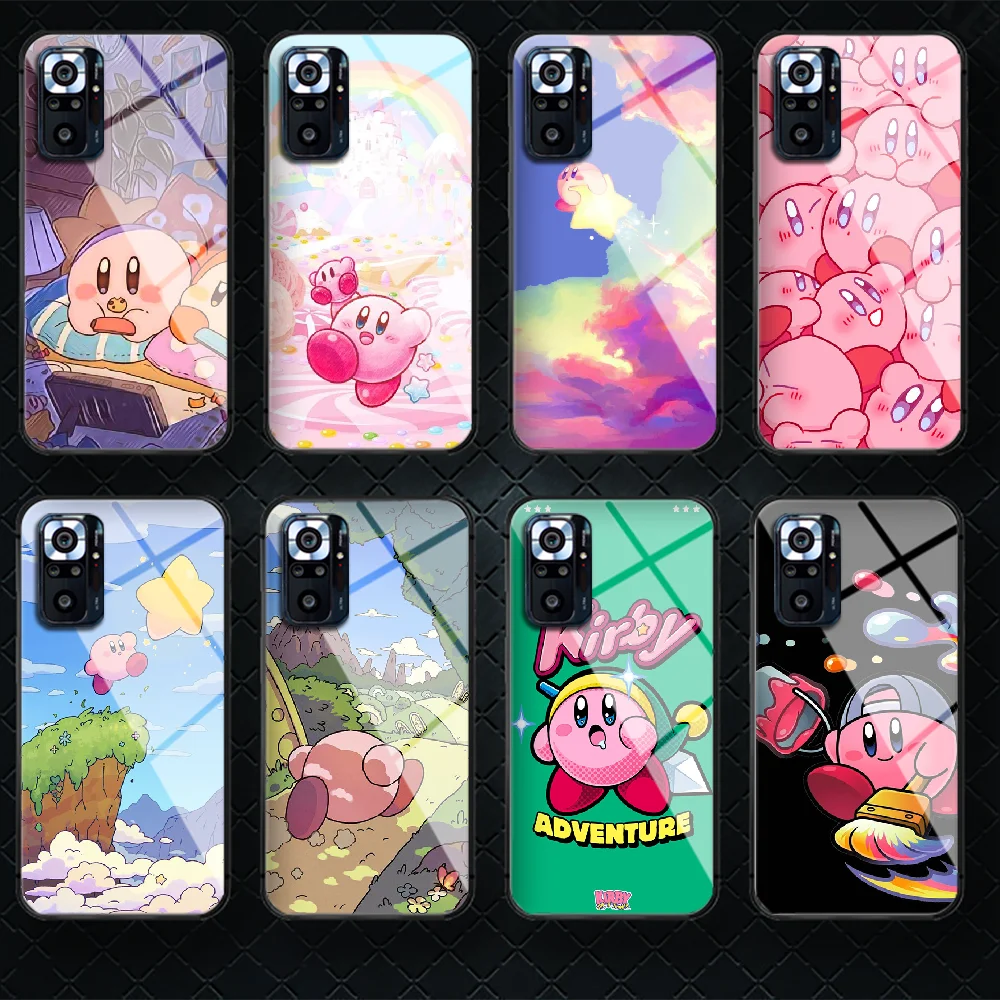 

K-Kirbys Tempered Glass Phone Case Cover For Xiaomi Redmi Note 7 8 9 10 K40 A C S T Pro Black Cell Pretty Black Coque