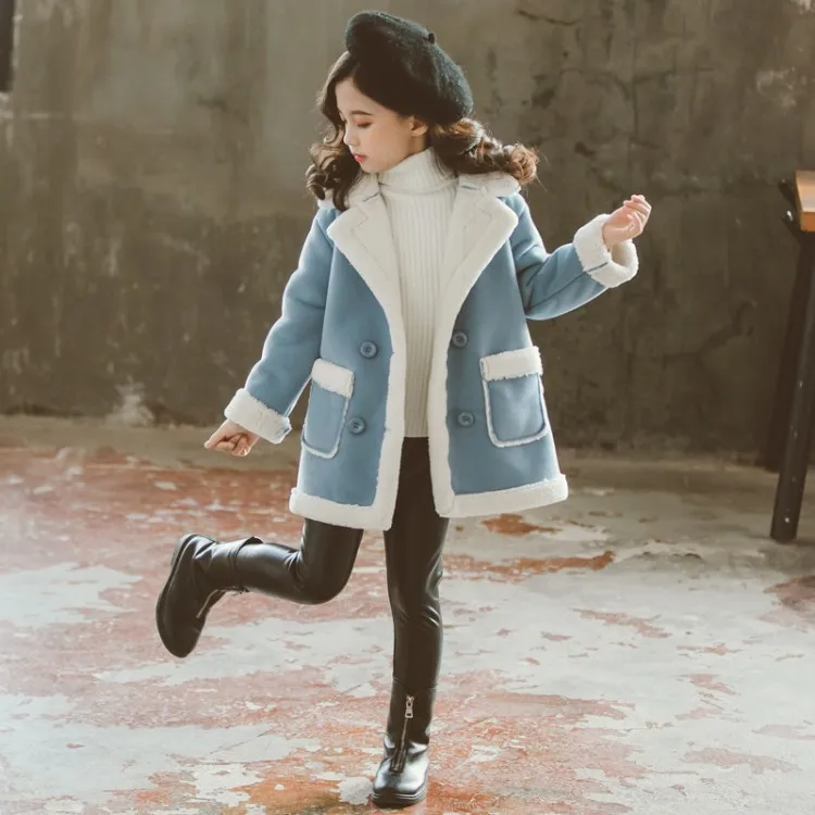 

2021 Autumn Winter Girls Casual Jackets Outerwear Fashion Woolen Long Coat Children Clothing Cute Baby Girls Outerwear 4-13Years