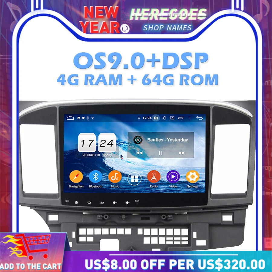Автомобильный DVD плеер IPS DSP Android 9 0 4 Гб 64 ROM Wifi 4G Bluetooth радио GPS карта для MITSUBISHI Lancer 2014