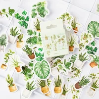 45 pcspack green potted plant decorative washi stickers scrapbooking stick diary stationery album diy children stickers