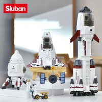sluban saturn landing cabin expedition rocket aerospace space orbiter space shuttle assembled model boy building block toy gifts