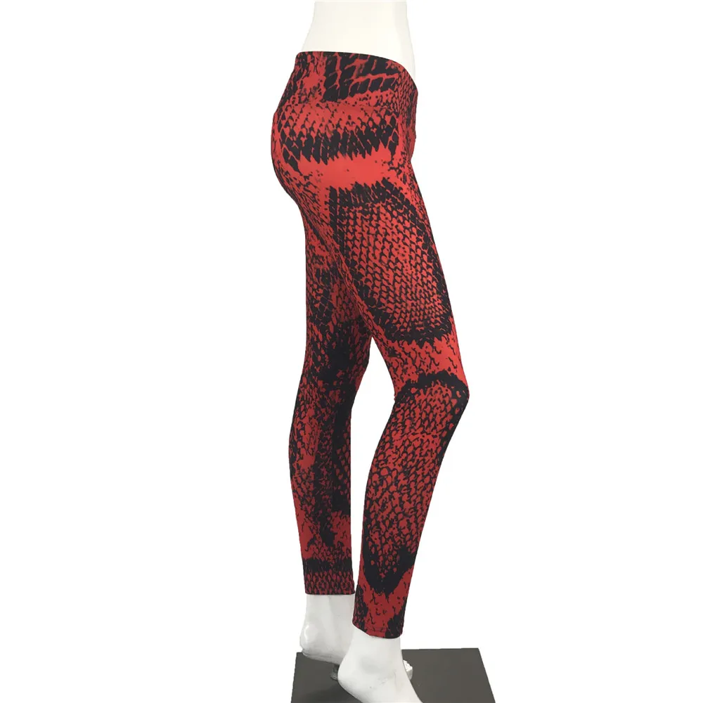 Женские леггинсы с эффектом пуш ап и змеиным принтом|Штаны для йоги| |