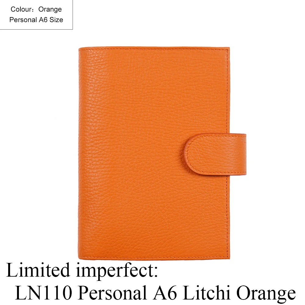 Litchi Orange Ограниченная серия неидеальных колец из натуральной кожи, записная книжка А5, А6, личная папка, журнал органайзера, журнал для зарисовок, планировщик - Цвет: Litchi Orange
