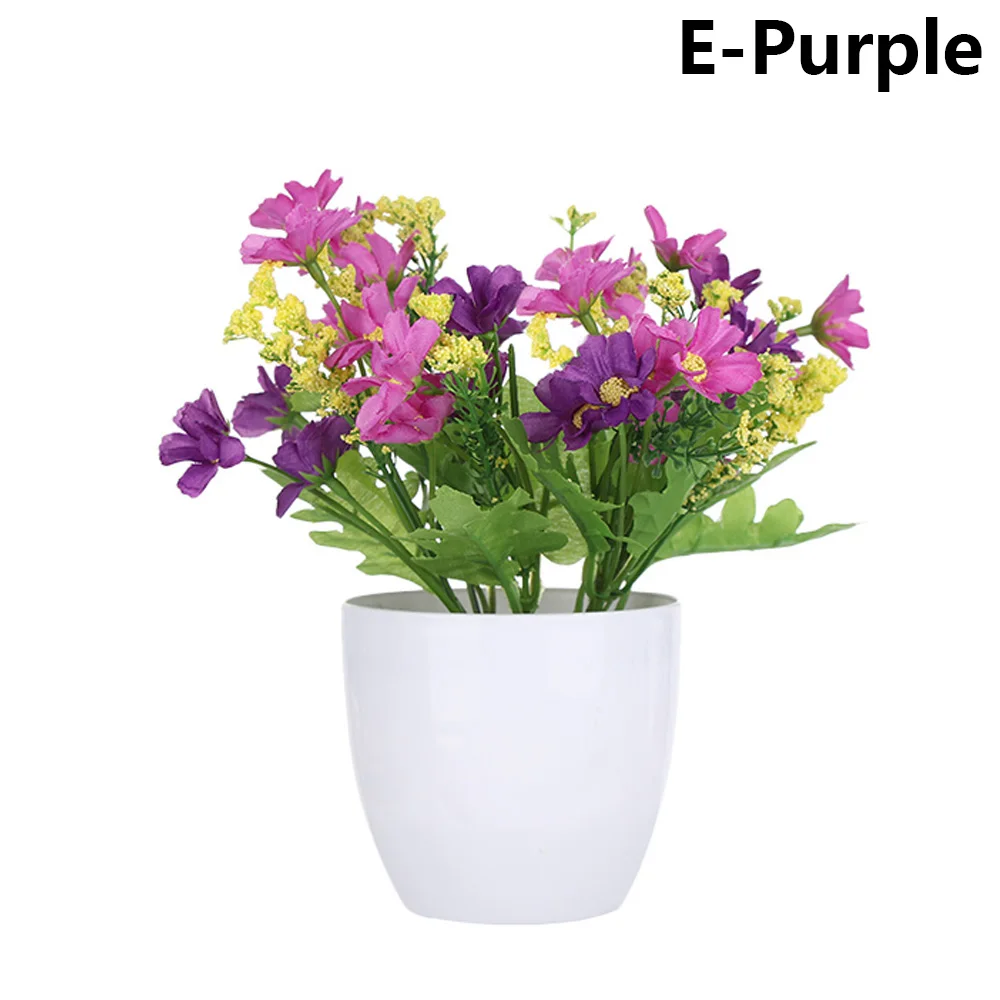 E-Purple 1 комплект искусственный пластиковый бонсай заменитель пены в горшке реалистичные растения Настольный орнамент топиарная сосновая дерево украшение для дома ремесла - Цвет: E-Purple