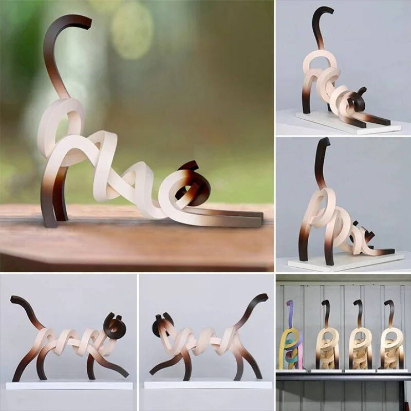 

2022 New Arrival Home Decoration Cat Parrot Streamline animal art ornaments
