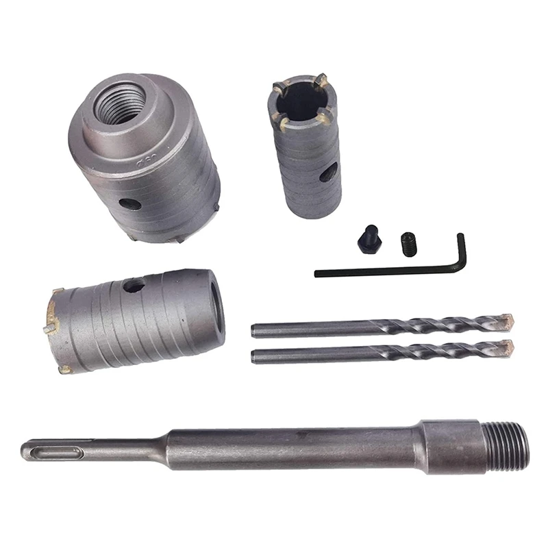 

Concrete Hole Saw Kits SDS Plus Shank Hole Saw Cutter with 200Mm Connecting Rod Drill for Cement Wall 30Mm/40Mm/60Mm