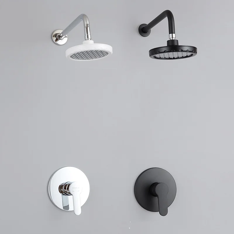 

Black Solid Brass Shower Faucet 2 Inlet 1 Outlet Hot Shower Faucet Black Wall Mounted Concealed Shower Tap