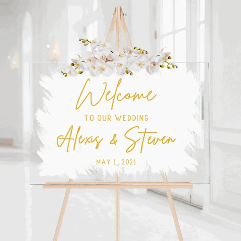 Свадебный знак приветствия из оргстекла матовый обратно акриловый