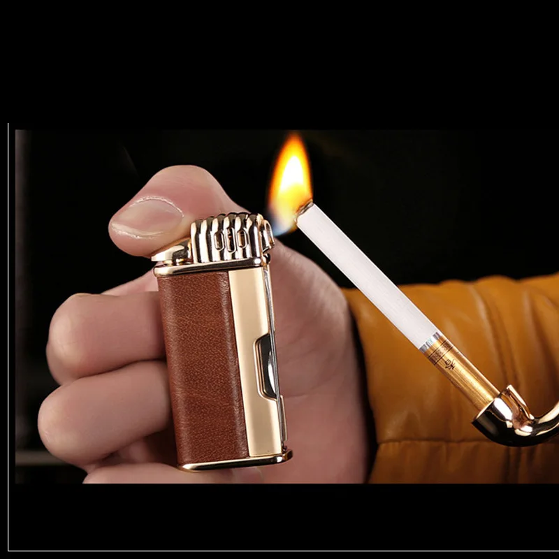 

Outdoor Windproof Butane Jet Lighter Multifunction Leather Lighter Compact Cigarettes Cigar For Pipes Lighter Gadgets For Men