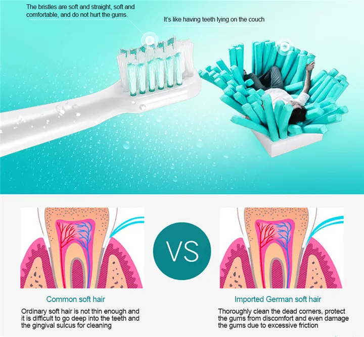 LAIKOU Electric Toothbrush Teeth Brush Dental Brush Sonic Wave Chip Toothbrush Head Replaceable Teeth Whitening Healthy battery