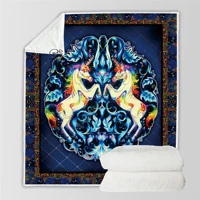 plstar cosmos cute cartoon colorful unicorn funny blanket 3d print sherpa blanket on bed home textiles dreamlike style 1
