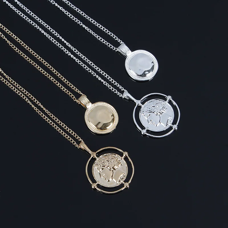 Креативный новый двойной слой медали кулон ожерелье дамы ключицы цепи для женщин