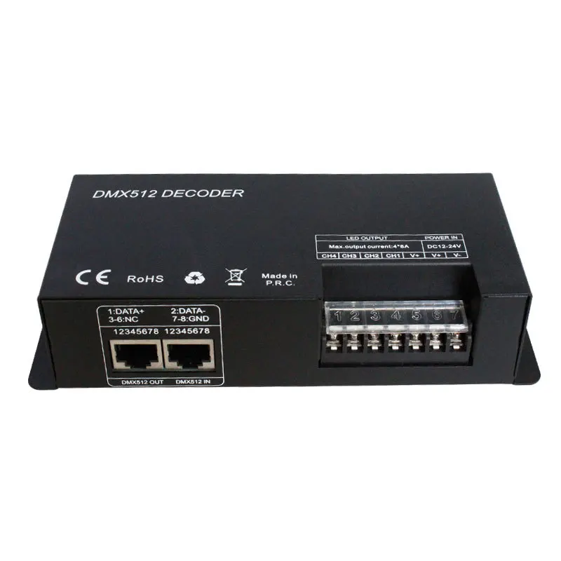 4CH DC12-24V RGBW DMX 512 Decoder LED Controller RGB DMX512 4 Channel x 8A for Strip Light | Электроника