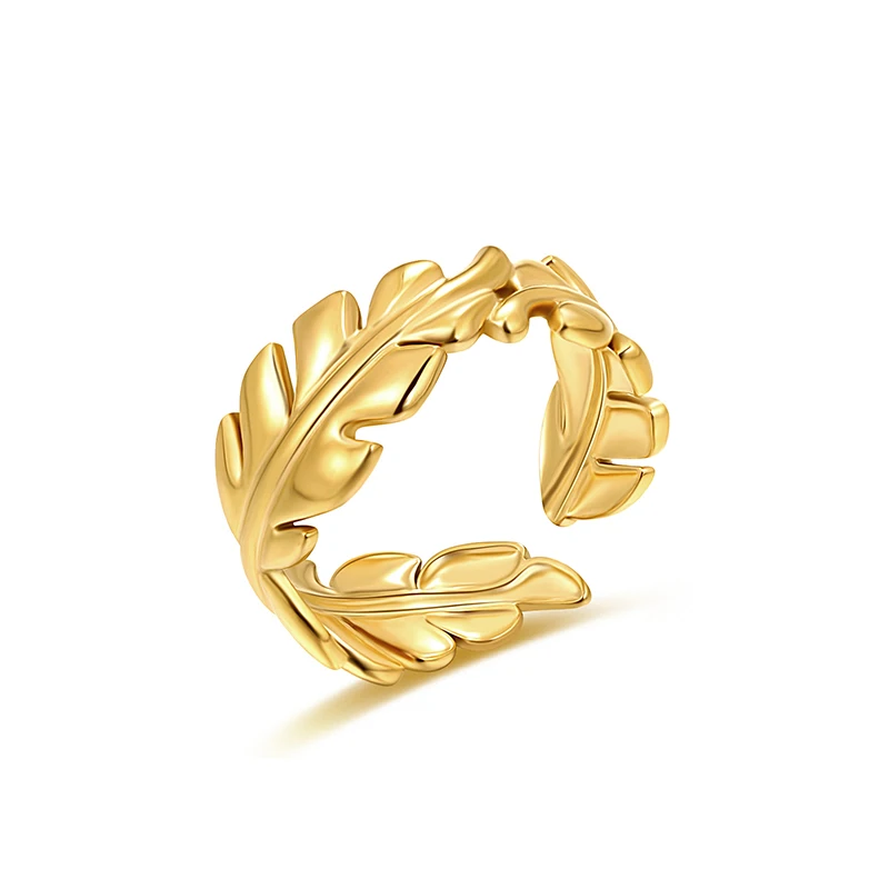 

Stainless Steel Monstera Resizable Open Size Rings Simplicity Gold Color Leaf Adjustable Finger Rings for Women Fashion Jewelry