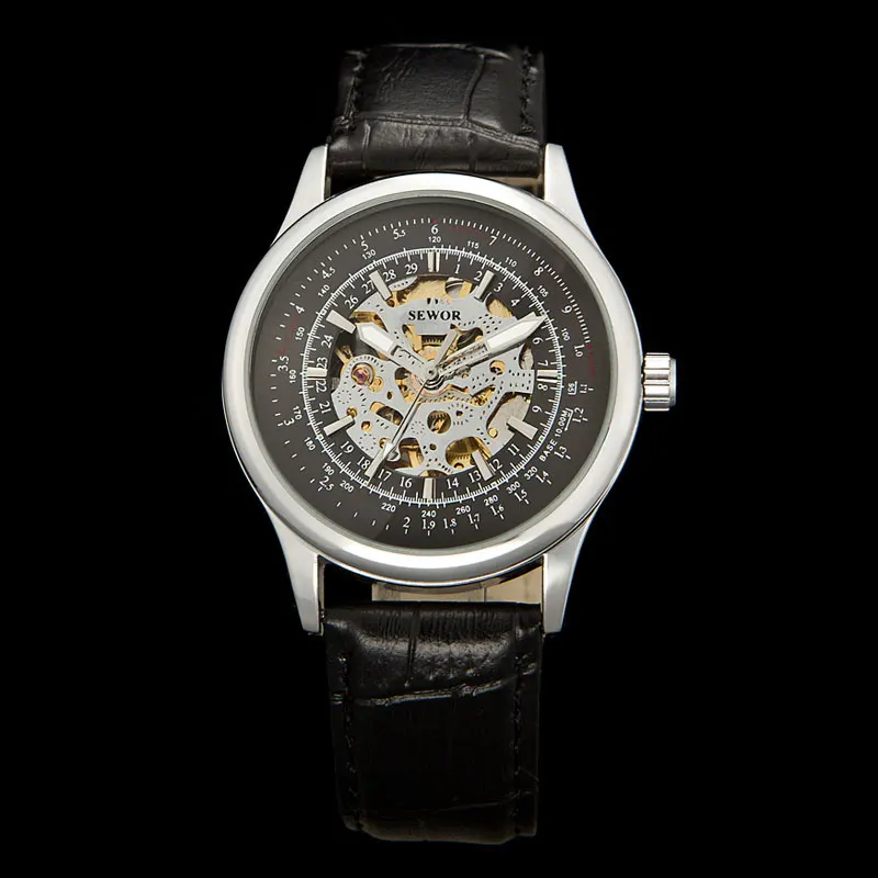 Мужские механические наручные часы SEWOR с кожаным ремешком|wristwatch mens|wristwatch mens