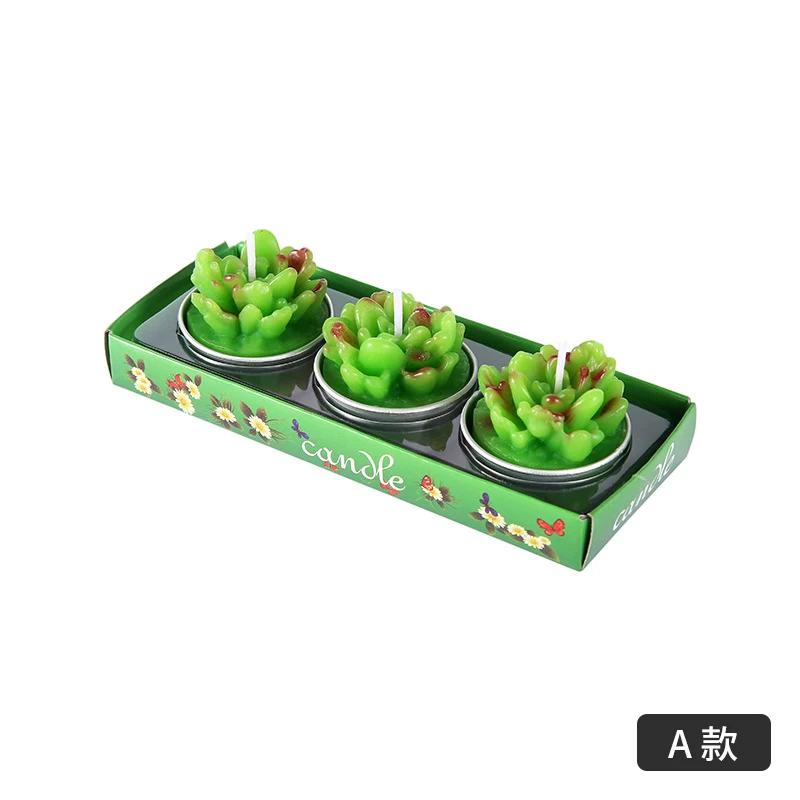 3Pcs Ornament Candles Creative 3D Cactus Simulated Plants Smokeless Scented Candle Home Decoration Valentine Day Gift | Дом и сад