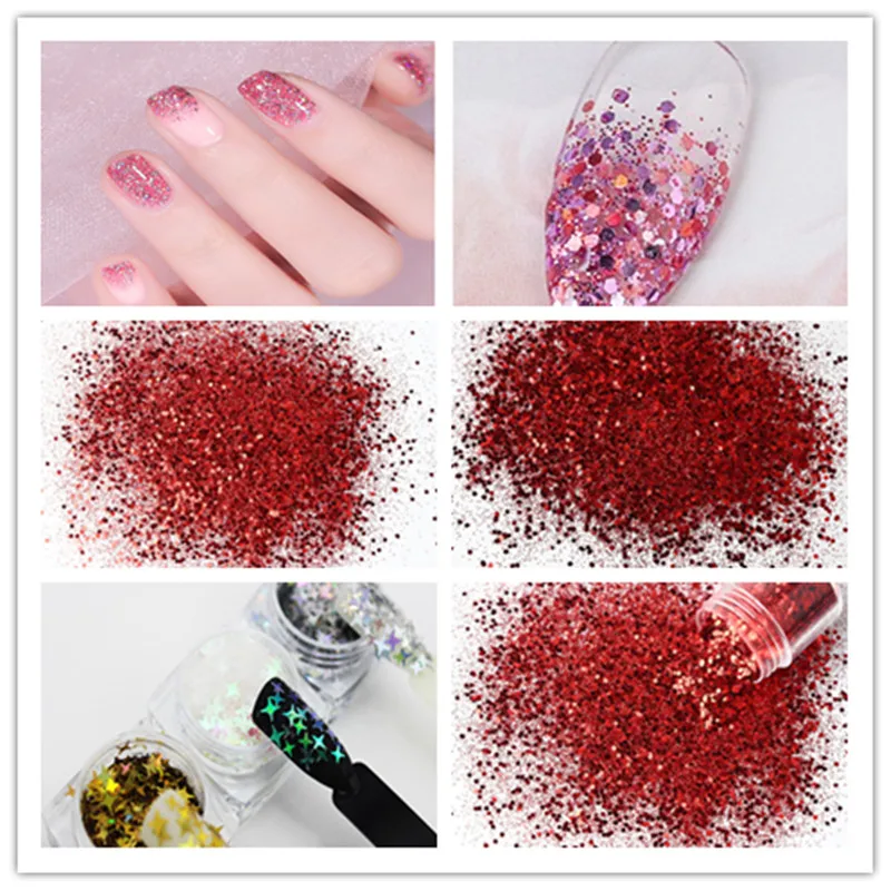 1 баночка голографической детской Красной смешанной серии набор блестящей пудры