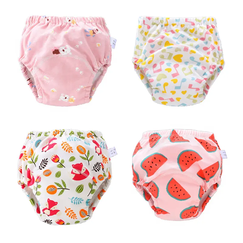 Bragas de entrenamiento de algod&oacute;n para beb&eacute;, pa&ntilde;ales de tela lavables para ni&ntilde;os, impermeables, reutilizables, ecol&oacute;gicas, 6 capas, 4 Uds./lote-1