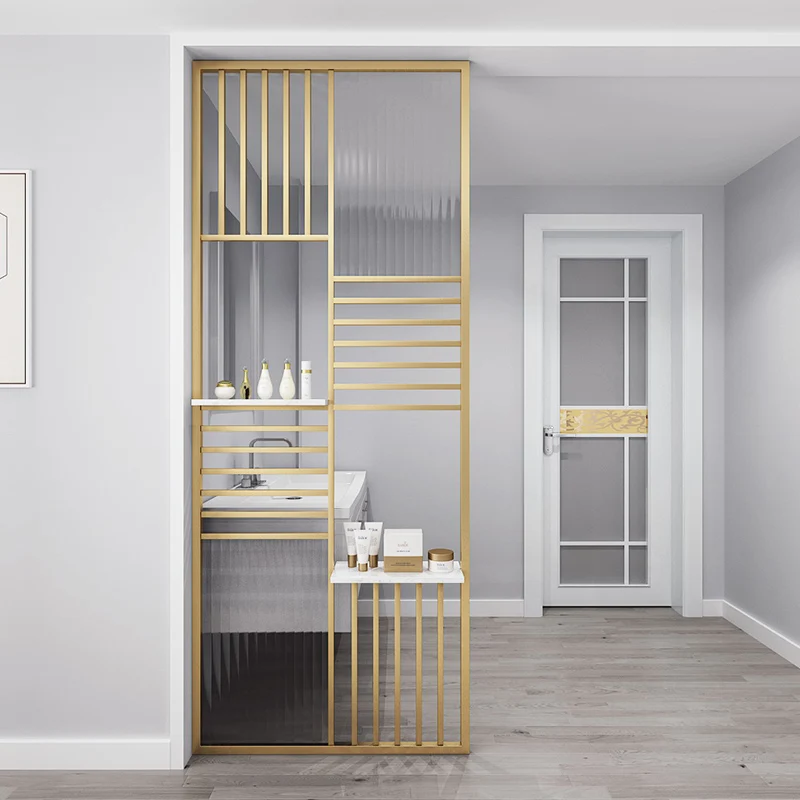 

Современсветильник Роскошная простая Скандинавская вход в гостиную стеклянная Входная перегородка из нержавеющей стали