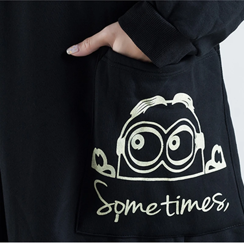 Осенне-зимнее пальто с рисунком из мультфильма большого размера для женщин