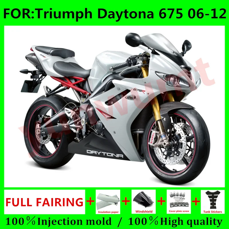 

Новый комплект обтекателей для мотоцикла ABS для Triumph Daytona 675 06 07 08 675R 09 10 11 12 белый обтекатель для кузова