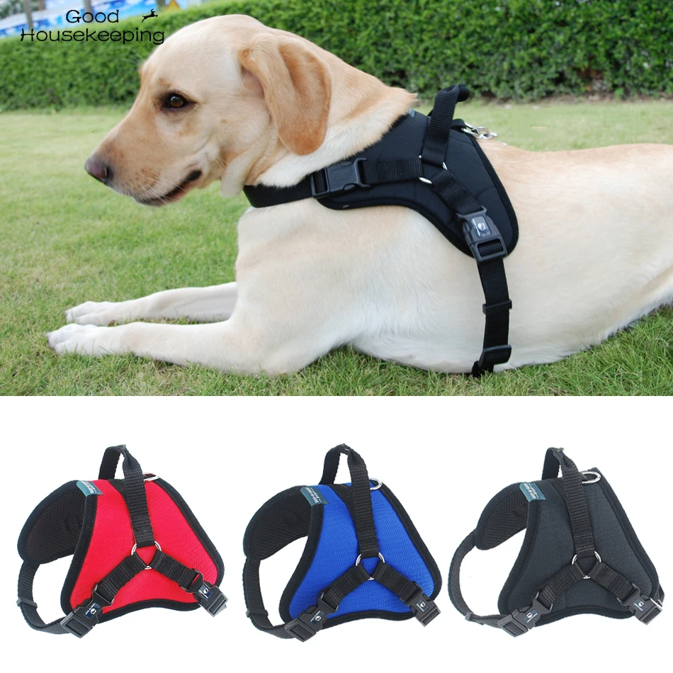 

Pets Dog Harness Vest Breathable Mesh Collar Accessories Dog Padded Adjustable Safety Vehicular Lead for Medium Large Dogs