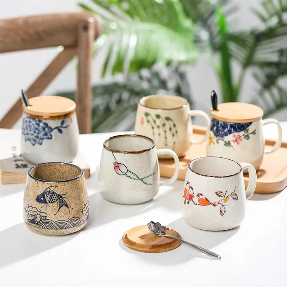 

Coffee Mug Unique Retro Style Ceramic 380ml Kiln Change Clay Breakfast Cup Creative Gift