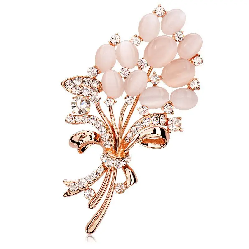 Imitation Pearls Brooch Rhinestones Round Brooches Opal Leaf Pin Crystal Flower Simple Fashion Wedding Jewelry | Украшения и