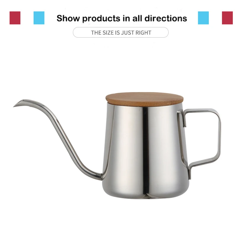 Чайник из нержавеющей стали капельная Кофеварка с бамбуковой крышкой Длинные
