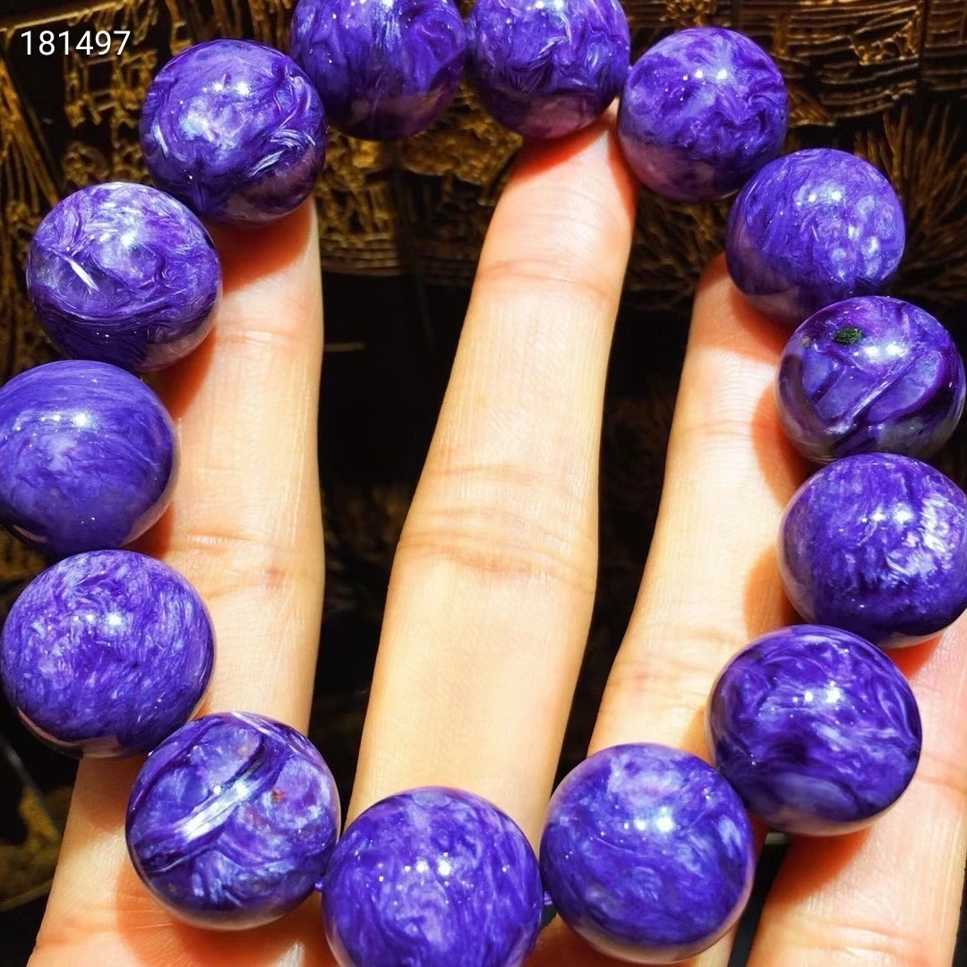 Фото Женский/мужской браслет из фиолетового драгоценного камня 16 мм | Украшения и