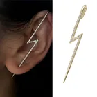 Серьги-гвоздики женские в богемном стиле, свадебные ювелирные украшения с подвесками на гусеничном крючке, с кристаллами и молнией, с цирконием, ювелирные изделия