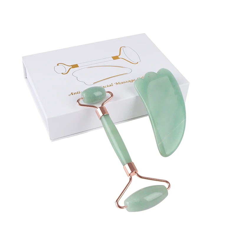 

2 шт./компл. массажер для лица Джейд роликовый лицевой инструменты для ухода за кожей натурального нефрита скребок заднюю часть тела Красота...