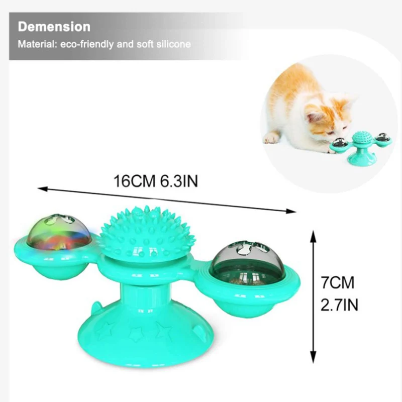 

New Windmill Cat Toy With Catnip Turntable Teasing Interactive Massage Scratching Tickle Hair Brush Cat Ball Toys Pet Supplies