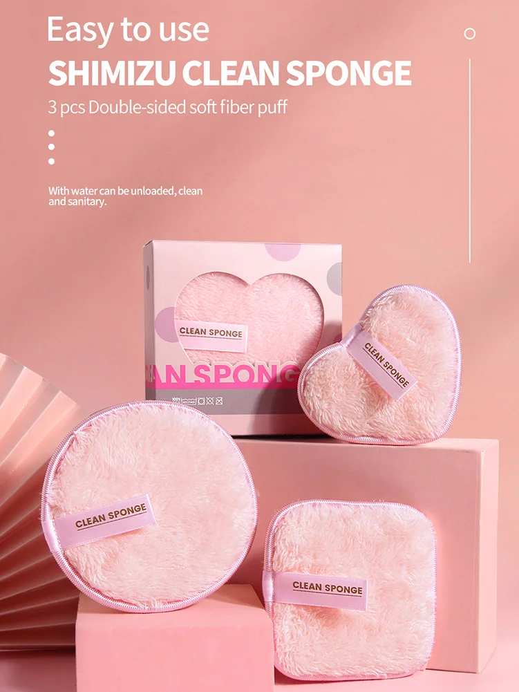 

3PCS Reusable Makeup Remover Pads Cotton Wipes Microfiber Make Up Removal Sponge Cotton Cleaning Pads Makeup Tool