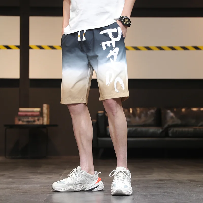 

Men's shorts summer Capris gradient Capris loose casual beach pants shorts