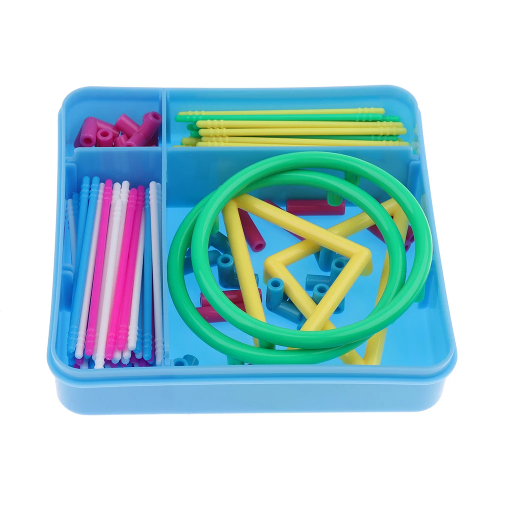 Набор из 128 голубых пластиковых геометрических строительных блоков соединяющая