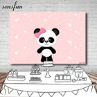 Виниловый фон для фотосъемки в горошек с изображением розовой панды, 7x5 футов