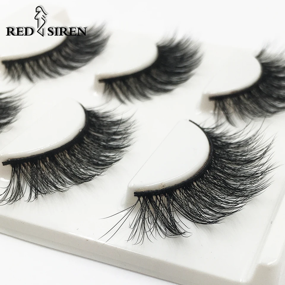 

RED SIREN 3 Pairs Natural Eyelashes Soft Volume 3D Faux Mink Lashes Handmade Fake Eyelashes Makeup Mink Eyelashes Maquiagem