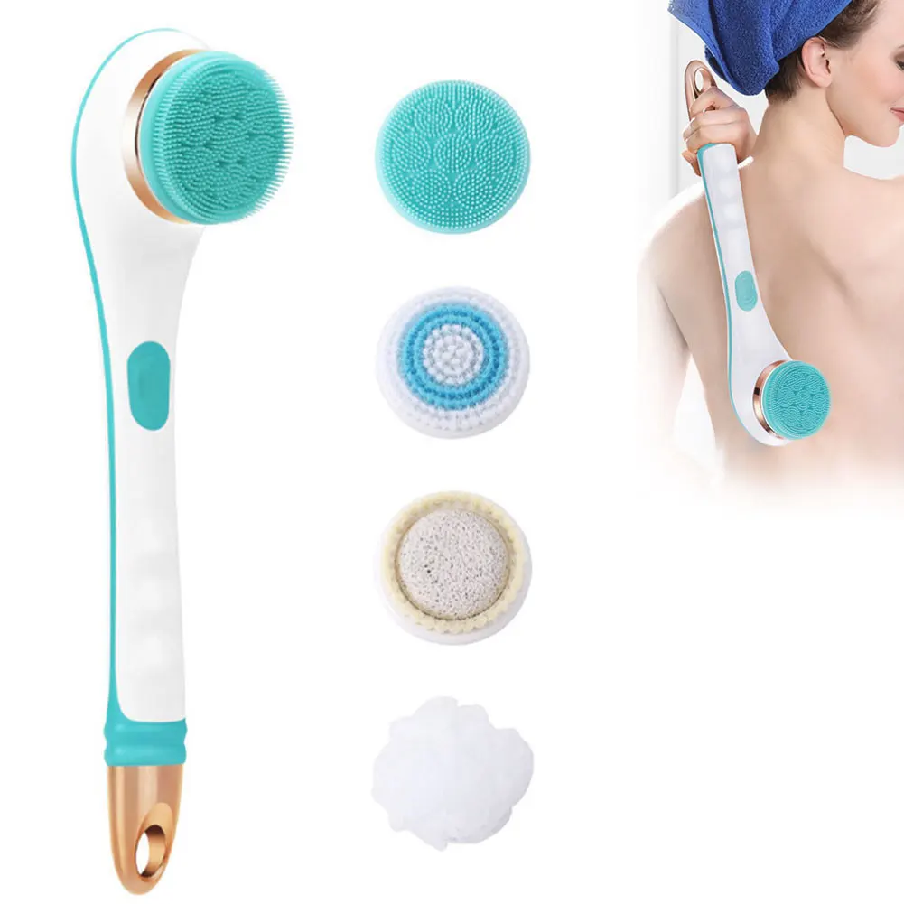 

5 In 1 Electric Shower Brush Kit With Battery Powered SPA Long Handle Brushes Exfoliation Clean Scrub Skin Massager Bathbrushes