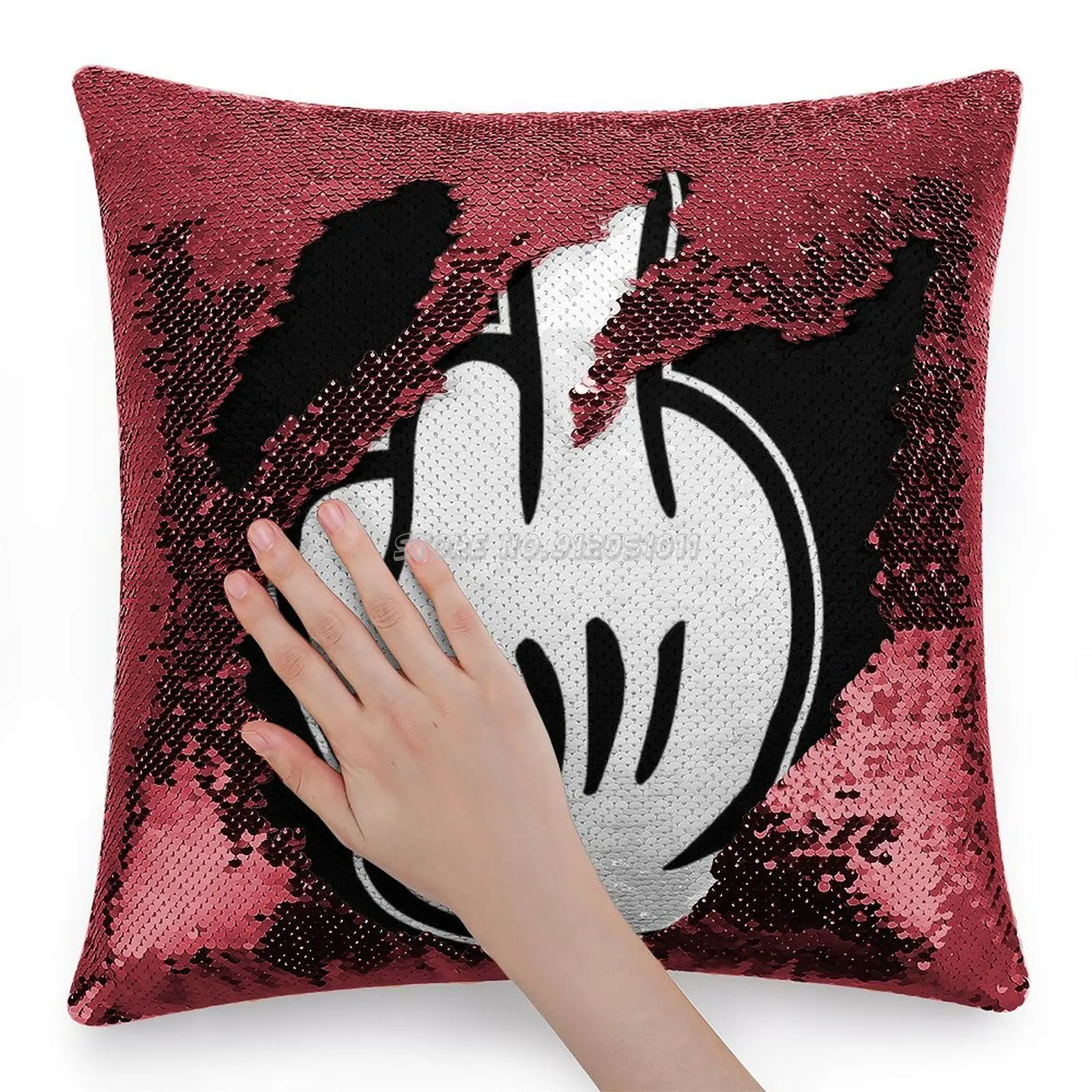 Средний палец в Мышь Sequin Подушка на заказ кафе дом Декор Наволочка Цвет изменение