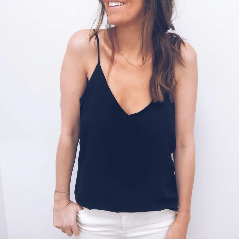 Women Casual Camis Summer Lace Top Sleeveless V Neck Tank Loose Vest Open Back Tee Ladies Backless Daily Basic debardeur femme | Женская