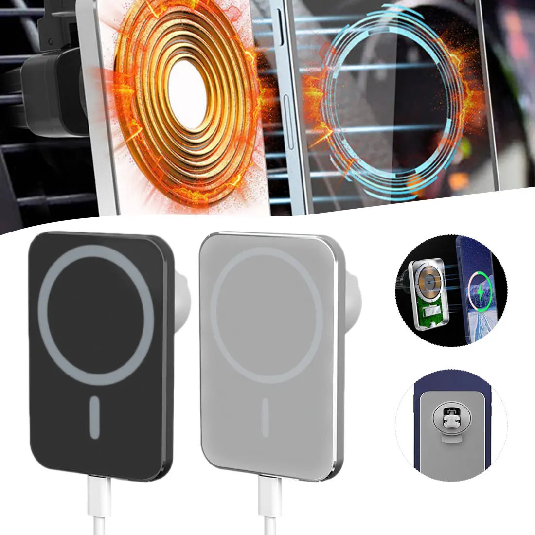 

15W Magnetic Car Charger Mobile Phone Power Holder For iPhone 12 12Pro Max 12mini Fast Wireless Charging Magnet Vent Frame Mount