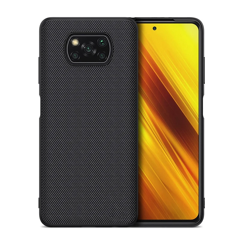 

Suitable For Xiaomi Poco X3 NFC Case Nylon Fiber Soft TPU Hard PC Panel Back Cover Suitable For Xiaomi Poco X3 NFC Case
